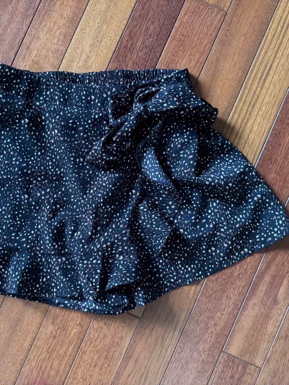 Black Skort with Brown and Cream Polka Dots